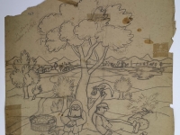 Josip Generalić, Odmor (Resting), olovka na papiru (pencil on paper), 59x51 cm, 1965 – Cijena na upit (Price on request)