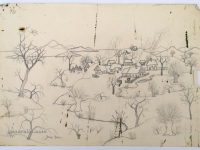 Josip Generalić, Pejzaž (Landscape), olovka na papiru (pencil on paper), 27x39 cm – Cijena na upit (Price on request)