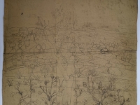 Josip Generalić, Pejzaž (Landscape), olovka na papiru (pencil on paper), 61x56 cm – Cijena na upit (Price on request)