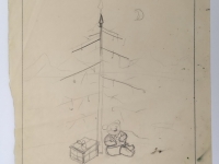 Josip Generalić, Pokloni za Božić (Christmas gifts), olovka na papiru (pencil on paper), 35x26 cm – Cijena na upit (Price on request)