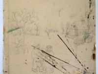 Josip Generalić, Povratak iz vinograda (Return from vineyard), olovka na papiru (pencil on paper), 51x46 cm – Cijena na upit (Price on request)