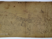 Josip Generalić, Proštenje (Religious feast), olovka na papiru (pencil on paper), 50x88 cm – Cijena na upit (Price on request)