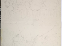 Josip Generalić, Ribolov (Fishing), olovka na papiru (pencil on paper), 100x71 cm – Cijena na upit (Price on request)
