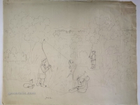 Josip Generalić, Ribolovac (Fisherman), olovka na papiru (pencil on paper), 60x78 cm – Cijena na upit (Price on request)
