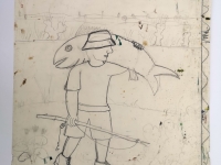 Josip Generalić, Ribolovac (Fishermnan), olovka na papiru (pencil on paper), 52x43 cm – Cijena na upit (Price on request)