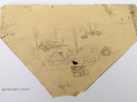 Josip Generalić, Selo zimi (Village in winter), olovka na papiru (pencil on paper), 20x30 cm – Cijena na upit (Price on request)