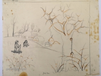 Josip Generalić, Skiing (Skijanje), olovka na papiru (pencil on paper), 36x44 cm – Cijena na upit (Price on request)