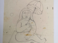 Josip Generalić, Sunčanje (Sunbathing), olovka na papiru (pencil on paper), 54x38 cm – Cijena na upit (Price on request)