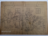 Josip Generalić, Svadbeni ples (Wedding dance), olovka na papiru (pencil on paper), 43x61 cm – Cijena na upit (Price on request)
