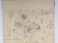 Josip Generalić, Sveti Nikola (Saint Nicholas), olovka na papiru (pencil on paper), 49x58 cm – Cijena na upit (Price on request)