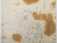 Josip Generalić, Žena s kravom (Woman with a cow), olovka na papiru (pencil on paper), 44x55 cm – Cijena na upit (Price on request)