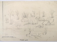 Josip Generalić, Zima (Winter), olovka na papiru (pencil on paper), 28x41 cm – Cijena na upit (Price on request)
