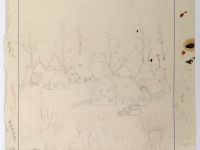 Josip Generalić, Zima (Winter), olovka na papiru (pencil on paper), 30x29 cm – Cijena na upit (Price on request)