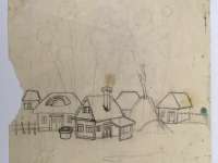 Josip Generalić, Zima (Winter), olovka na papiru (pencil on paper), 32x26 cm – Cijena na upit (Price on request)