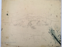 Josip Generalić, Zima (Winter), olovka na papiru (pencil on paper), 38x48 cm – Cijena na upit (Price on request)