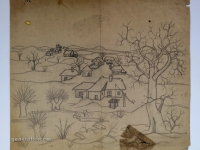 Josip Generalić, Zima (Winter), olovka na papiru (pencil on paper), 52x60 cm – Cijena na upit (Price on request)