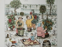 Josip Generalić, 1968, Berba vinograda (Grape harvest), oslikani svilotisak (water-coloured silkscreen), 71×50 cm 42×60 cm – Posljednji (Last one) – 800 eur