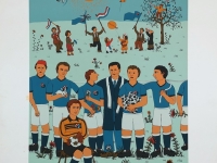 Josip Generalić, 1982, Naš Dinamo (Our Dinamo), svilotisak (silkscreen), 70×50 cm 50×35 cm – 550 eur Zadnji (Last one)