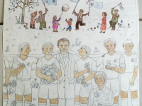 Josip Generalić, 1982, Naš Dinamo (Our Dinamo), oslikani crtež (coloured drawing), 70×50 cm – 550 eur