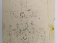 Josip Generalić, 1991, Isus na križu (Jesus on a cross), olovka na papiru (pencil on paper), 33x27 cm – Cijena na upit (Price on request)