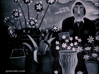 Josip Generalić, 1960, Cvjećarica (A florist), ulje na staklu (oil on glass)