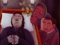Josip Generalić, 1960, Tugovanje (Grieving), ulje na staklu (oil on glass)