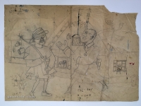 Josip Generalić, 1962, Zimske maškare (Winter masquerade), olovka na papiru (pencil on paper), 43×62 cm – Cijena na upit (Price on request)