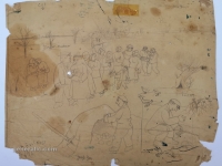 Josip Generalić, 1964, Svadbena povorka (A wedding party), olovka na papiru (pencil on paper), 31x40 cm – Cijena na upit (Price on request)