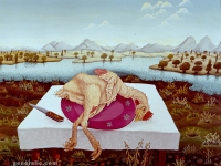 Josip Generalić, 1965, Očerupana kokoš (Plucked chicken), ulje na platnu (oil on canvas)