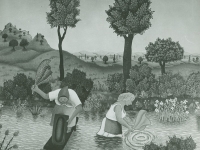 Josip Generalić, 1965, Pranje odjece (Washing the clothes), ulje na platnu (oil on canvas)