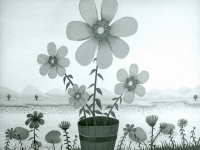 Josip Generalić, 1966, Cvijeće u škafu (Flowers in a bucket), ulje na platnu (oil on canvas)