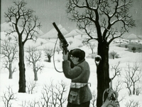 Josip Generalić, 1966, Lovac (A hunter), ulje na staklu (oil on glass)