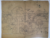 Josip Generalić, 1967, Odmor (Resting), olovka na papiru (pencil on paper), 61x78 cm, 1977 – Cijena na upit (Price on request)
