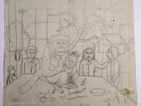 Josip Generalić, 1967, Zoološkli vrt (The ZOO), olovka na papiru (pencil on paper), 50×56 cm – Cijena na upit (Price on request)