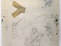 Josip Generalić, 1969, Lovac sa zecom (Hunter with a rabbit), olovka na papiru (pencil on paper), 74x58 cm – Cijena na upit (Price on request)