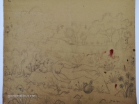Josip Generalić, 1969, Suncanje (Sunbathing), olovka na papiru (pencil on paper), 43x50 cm – Cijena na upit (Price on request)