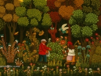 Josip Generalić, 1972, Berba malina (Raspberry harvest), ulje na staklu (oil on glass)