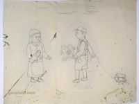 Josip Generalić, 1973, Cvijece za djevojku (Flowers for the girl), olovka na papiru (pencil on paper), 62x79 cm – Cijena na upit (Price on request)