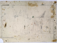 Josip Generalić, 1973, Žena s kravom (Woman with a cow), olovka na papiru (pencil on paper), 52x73 cm – Cijena na upit (Price on request)
