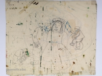 Josip Generalić, 1974, Mladenci zimi (Newlyweds in winter), olovka na papiru (pencil on paper), 44x54 cm – Cijena na upit (Price on request)