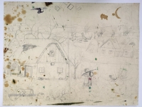 Josip Generalić, 1974, Povratak iz vinograda (Return from vineyard), olovka na papiru (pencil on paper), 60x78 cm – Cijena na upit (Price on request)