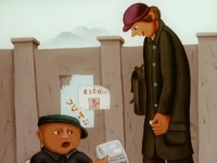 Josip Generalić, 1976, Kolporter (Newspaper boy), ulje na staklu (oil on glass)