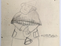 Josip Generalić, 1976, Maškara sa zvonom (Mask with a bell), olovka na papiru (pencil on paper), 47x38 cm – Cijena na upit (Price on request)