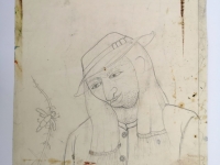 Josip Generalić, 1976, Starac sa šalom (Old man with a scarf), olovka na papiru (pencil on paper), 51x39 cm – Cijena na upit (Price on request)