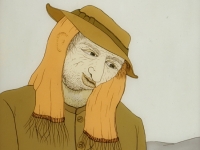 Josip Generalić, 1976, Starac sa šalom (Old man with a scarf), ulje na staklu (oil on glass)