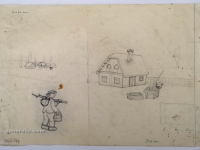 Josip Generalić, 1977, Namirnice (Groceries), olovka na papiru (pencil on paper), 37x53 cm – Cijena na upit (Price on request)