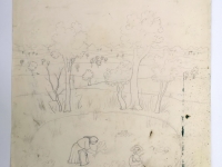 Josip Generalić, 1977, Pranje u jezeru (Washing in a pond), olovka na papiru (pencil on paper), 59×48 cm – Cijena na upit (Price on request)