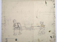 Josip Generalić, 1978, Cvijece na nosilima (Flowers on a stretcher), olovka na papiru (pencil on paper), 50x60 cm – Cijena na upit (Price on request)