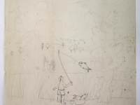 Josip Generalic, 1978, Pecanje (Fishing), olovka na papiru (pencil on paper), 80x60 cm – Cijena na upit (Price on request)