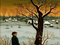 Josip Generalić, 1979, Povratak iz vinograda (Return from vineyard), ulje na staklu (oil on glass)
